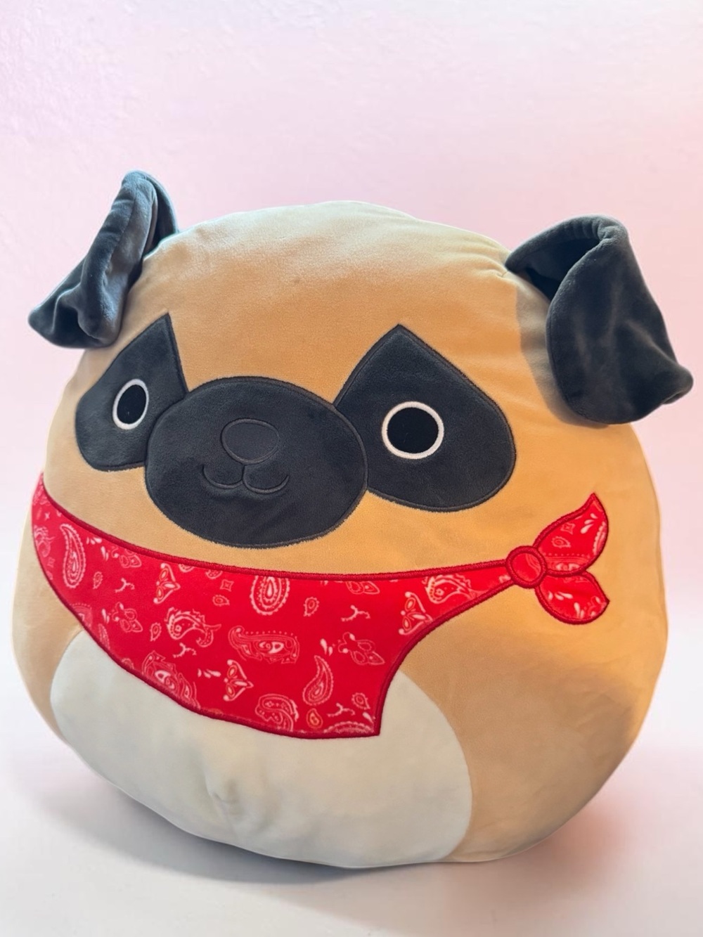 Squishmallows Prince the Pug 16” Red Bandana 2021 Kellytoy Plush